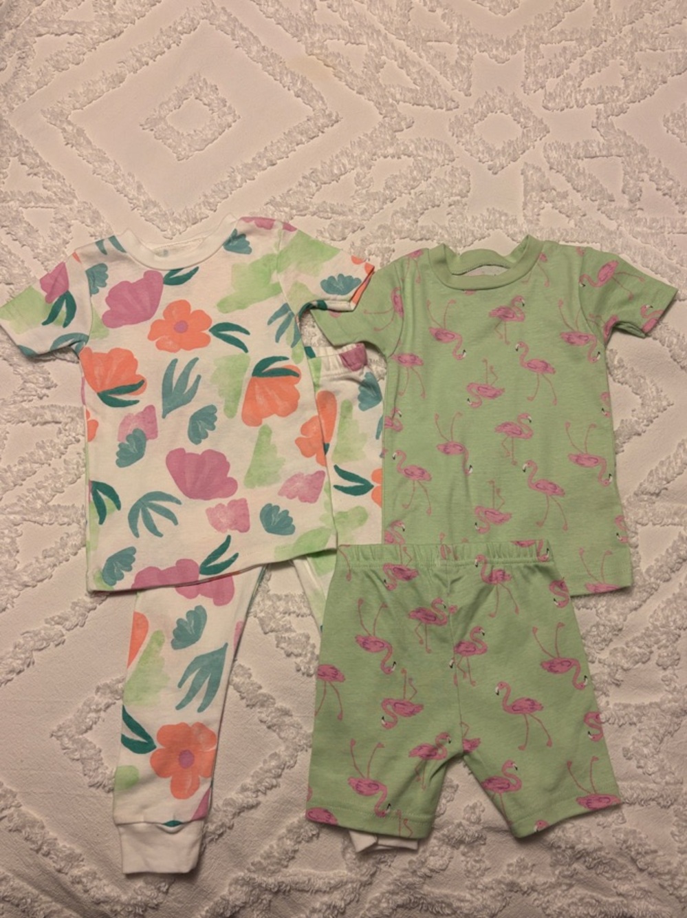 Carter’s Floral & Flamingo Pajama Set - Green, White, 18 month
